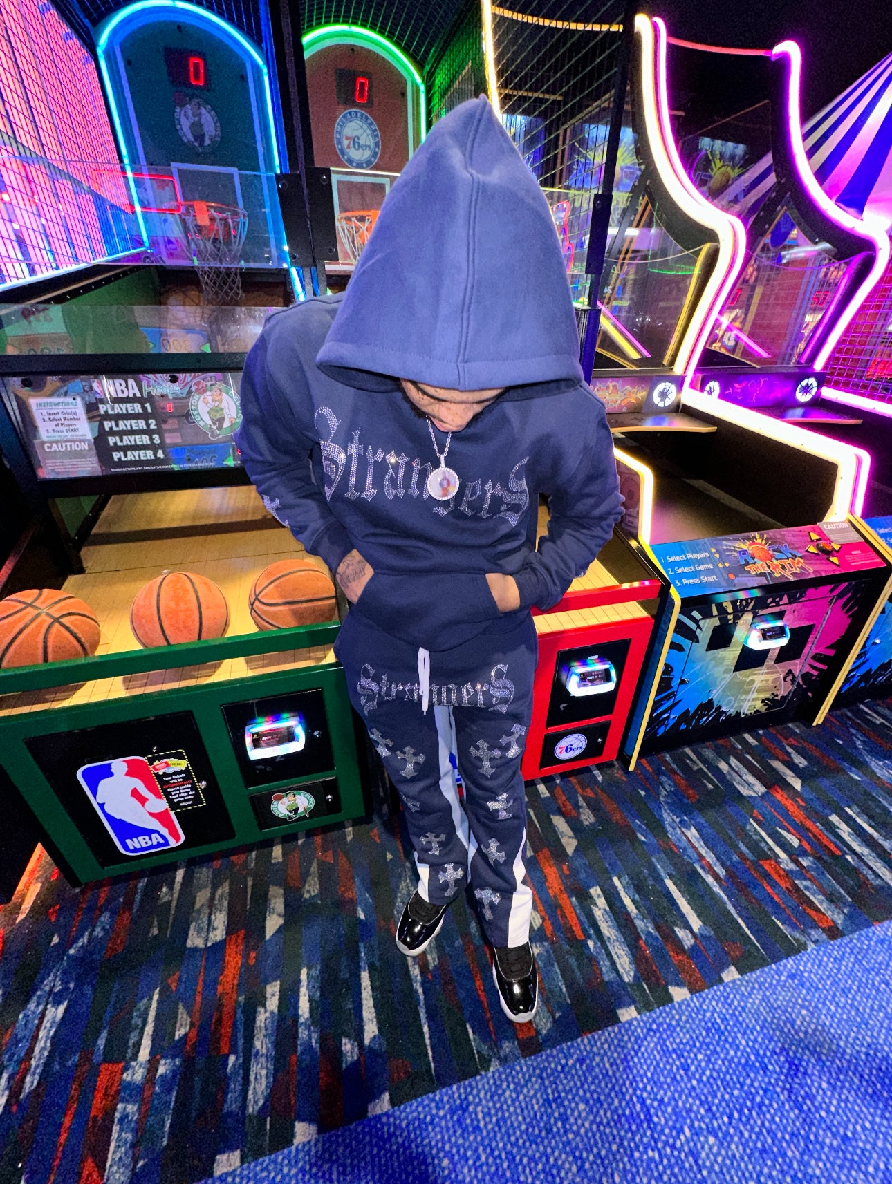 Blue Rhinestone Sweatsuit