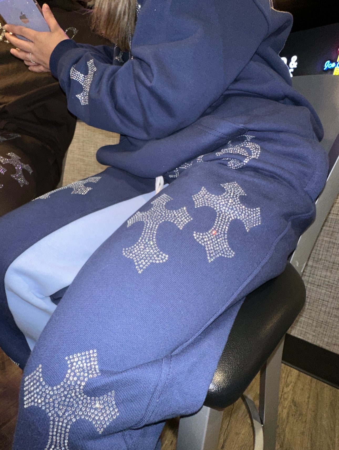 Blue Rhinestone Sweatsuit