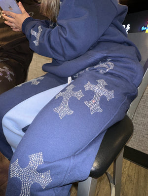 Blue Rhinestone Sweatsuit